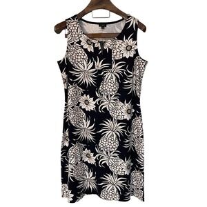 NWT Talbots Blue White Pineapple Floral Sleeveless Shift Dress Resort Wear 1X